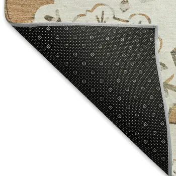 8' Copper And Ivory Round Quatrefoil Washable Indoor Outdoor Area Rug