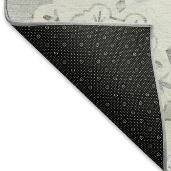 8' Gray And Ivory Round Quatrefoil Washable Indoor Outdoor Area Rug