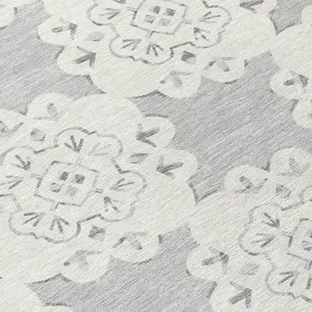 8' Gray And Ivory Round Quatrefoil Washable Indoor Outdoor Area Rug