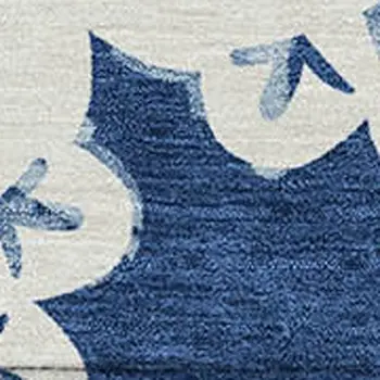 3' X 5' Navy Blue And Ivory Quatrefoil Washable Indoor Outdoor Area Rug