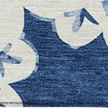 8' X 10' Navy Blue And Ivory Quatrefoil Washable Indoor Outdoor Area Rug