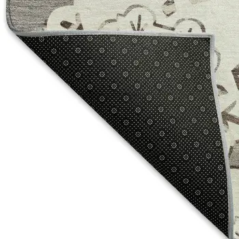 5' X 8' Taupe And Ivory Quatrefoil Washable Indoor Outdoor Area Rug