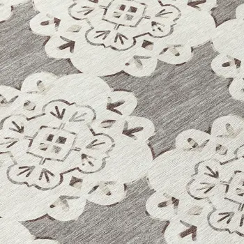 5' X 8' Taupe And Ivory Quatrefoil Washable Indoor Outdoor Area Rug
