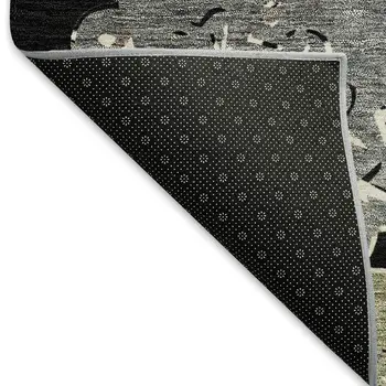 8' X 10' Black Ivory And Khaki Quatrefoil Washable Indoor Outdoor Area Rug