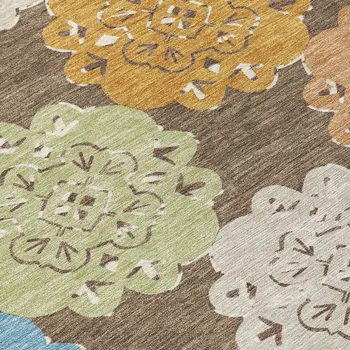 10' X 14' Chocolate Ivory And Copper Quatrefoil Washable Indoor Outdoor Area Rug
