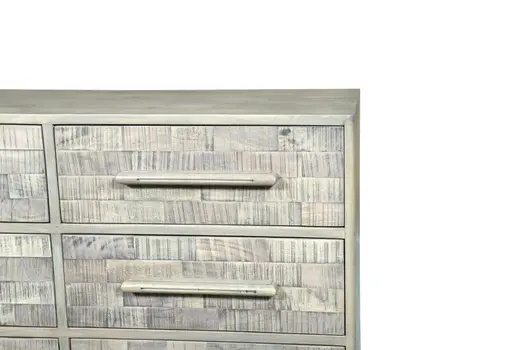 57" White Solid Wood Six Drawer Dresser