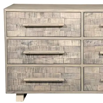57" White Solid Wood Six Drawer Dresser