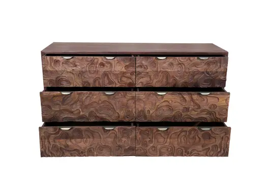 57" Brown Solid Wood Six Drawer Dresser