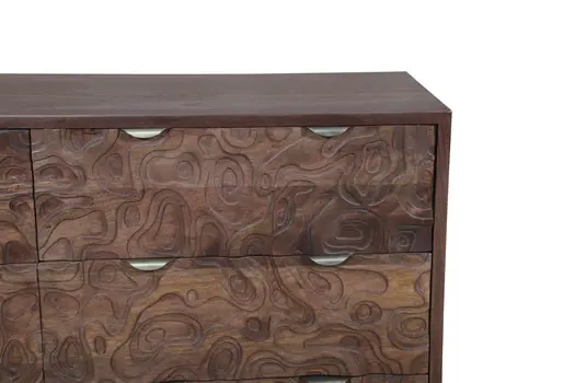 57" Brown Solid Wood Six Drawer Dresser