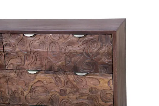 57" Brown Solid Wood Six Drawer Dresser