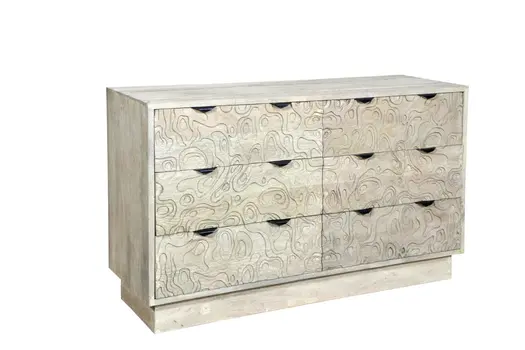 57" White Solid Wood Six Drawer Dresser