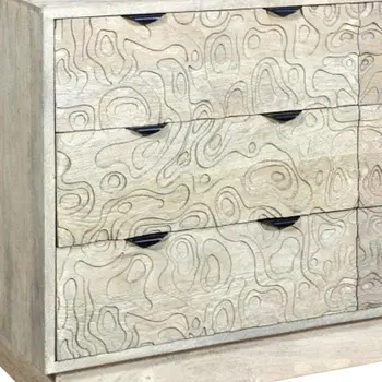 57" White Solid Wood Six Drawer Dresser