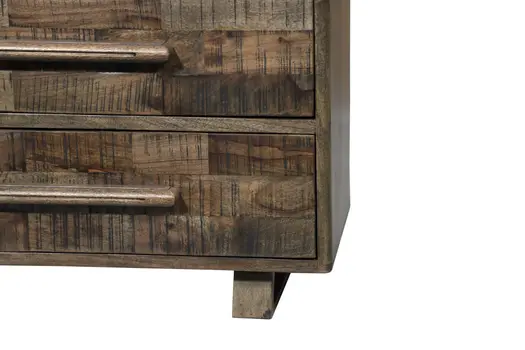 35" Brown Solid Wood Five Drawer Dresser