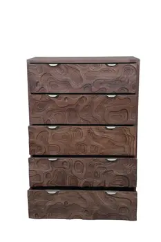 35" Brown Solid Wood Five Drawer Dresser