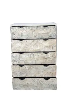 35" White Solid Wood Five Drawer Dresser
