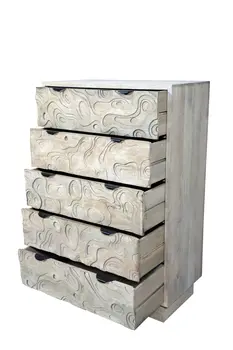 35" White Solid Wood Five Drawer Dresser