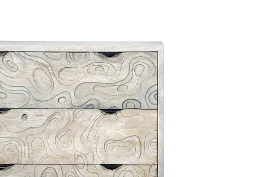 35" White Solid Wood Five Drawer Dresser
