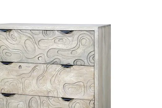 35" White Solid Wood Five Drawer Dresser
