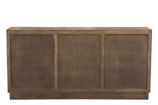 78" Brown Solid Wood Carved Geometric Sideboard with Four Doors
