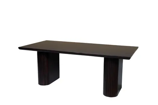 82" Brown Wood Double Pedestal Base Dining Table