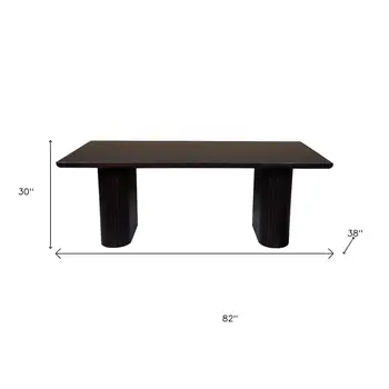 82" Brown Wood Double Pedestal Base Dining Table