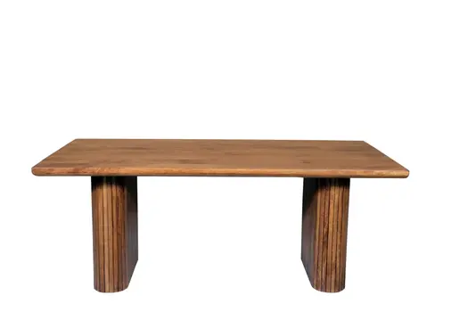 82" Brown Wood Double Pedestal Base Dining Table