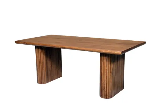 82" Brown Wood Double Pedestal Base Dining Table
