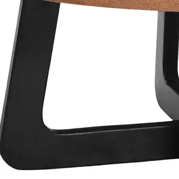 39" Brown and Black Solid Wood and Iron Round Cross Legs Coffee Table