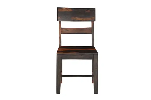 Set of Two Brown Solid Wood Ladder Back Dining Side Chairs