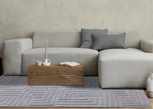 5' X 8' Blue And Gray Geometric Area Rug