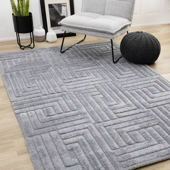 8' X 11' Blue And Gray Geometric Area Rug