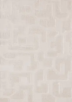 8' X 11' White And Cream Geometric Area Rug