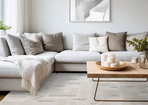 8' X 11' White And Cream Geometric Area Rug