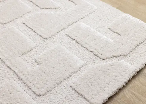 8' X 11' White And Cream Geometric Area Rug