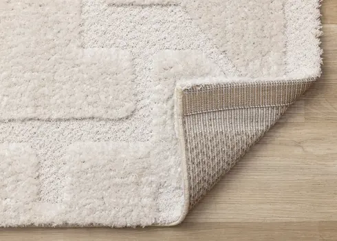 8' X 11' White And Cream Geometric Area Rug