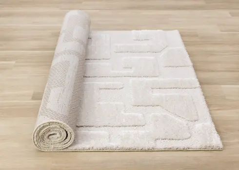 8' X 11' White And Cream Geometric Area Rug