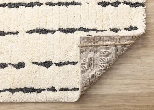 8' X 11' Cream And Black Striped Area Rug