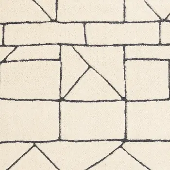 5' X 8' Cream And Black Geometric Area Rug
