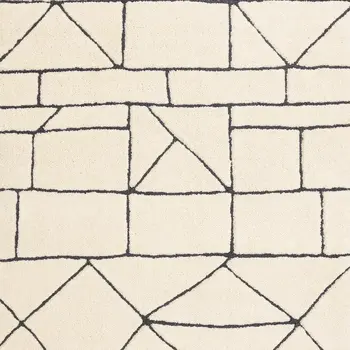 7' X 10' Cream And Black Geometric Area Rug