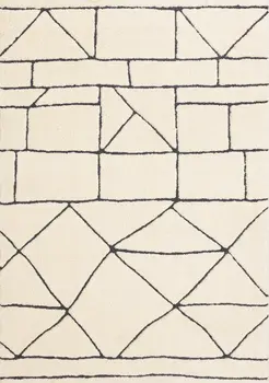 8' X 11' Cream And Black Geometric Area Rug