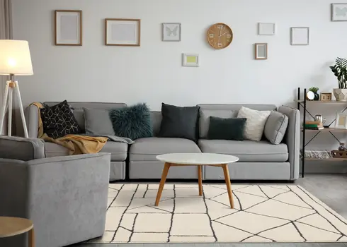 8' X 11' Cream And Black Geometric Area Rug