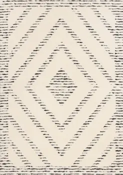 5' X 8' Cream And Black Geometric Area Rug