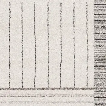 5' X 8' White And Ivory Striped Area Rug