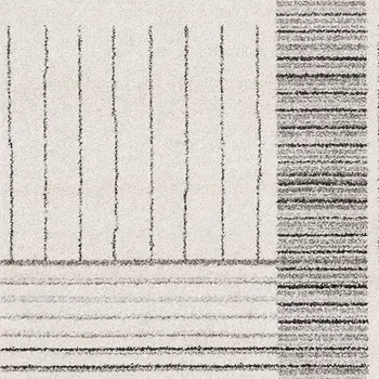 5' X 8' White And Ivory Striped Area Rug