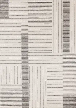 5' X 8' White And Ivory Striped Area Rug