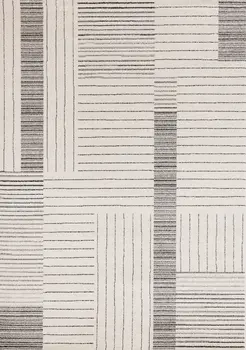 8' X 11' White And Ivory Striped Area Rug