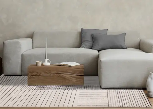 8' X 11' White And Ivory Striped Area Rug