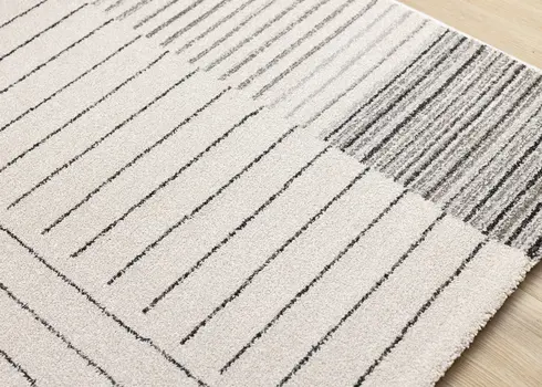 8' X 11' White And Ivory Striped Area Rug