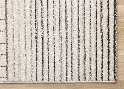 8' X 11' White And Ivory Striped Area Rug