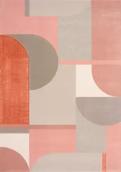 8' X 11' Pink And Gray Geometric Area Rug